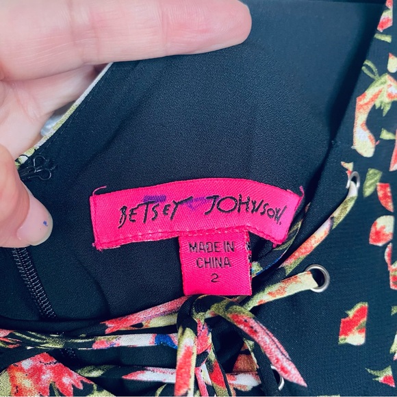 Betsey Johnson NEW Floral Tie Front Lace Peasant Sleeves Chiffon Mini Dress 2 - Picture 10 of 10